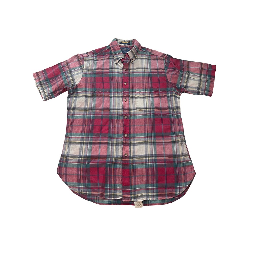 Vintage Pen West Pendleton Mens Medium Plaid Short Sleeve Button Down Shirt USA
